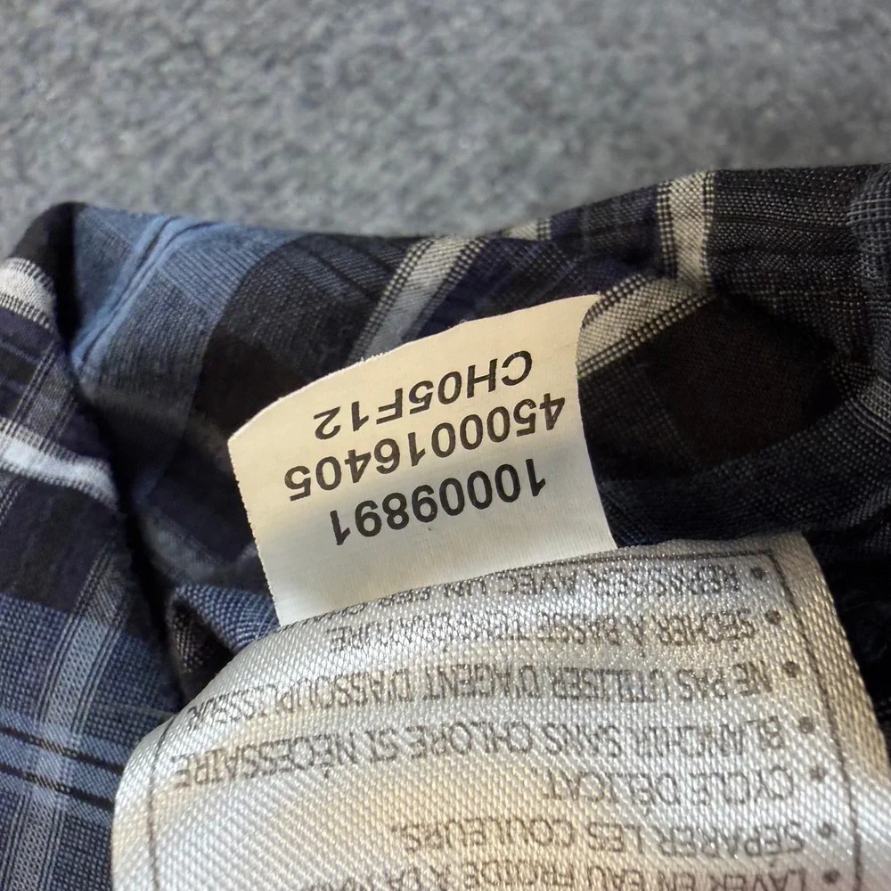 Ariat Pro Series Mens XL Blue Black Plaid Western Long Sleeve Snap Shirt #3228